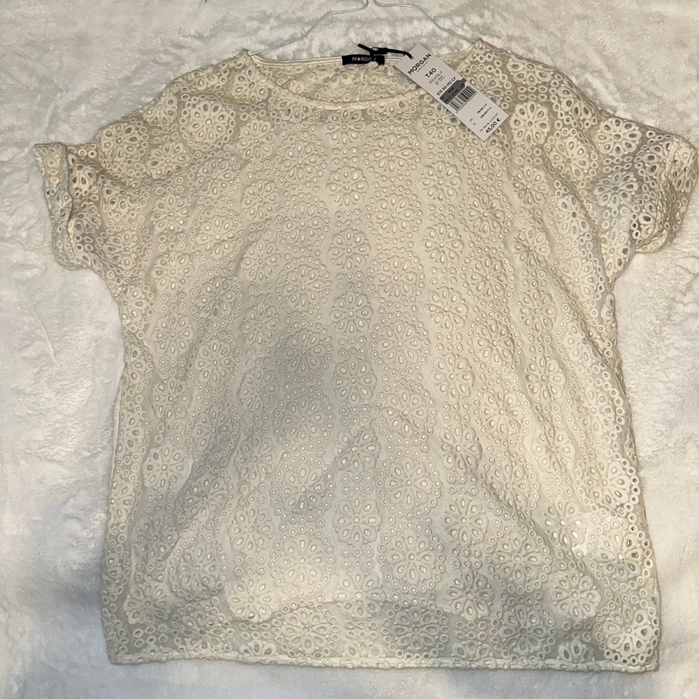 Morgan white crochet top